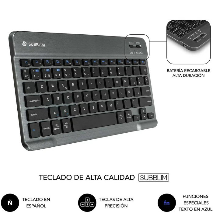 Subblim Funda con Teclado Shock Case para Lenovo Tab 10.1" 2025, Negra